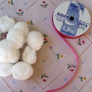 Craft supplies to make a handkerchief bunny